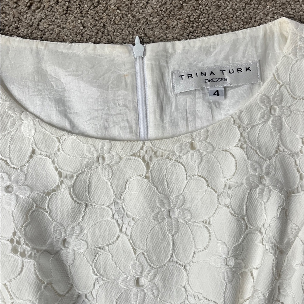 EUC Trina Turk made USA white lace bodice and multi boucle skirt sz4 QUALITY - Picture 3 of 10